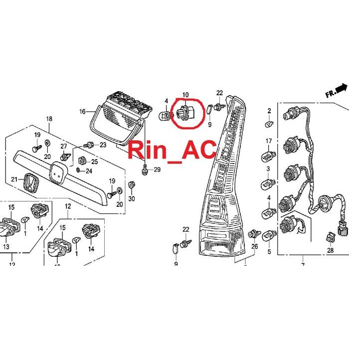 Soket Socket Fitting Bohlam Lampu Rem Stop Di Kaca Belakang Crv Gen 3 Gratisongkir