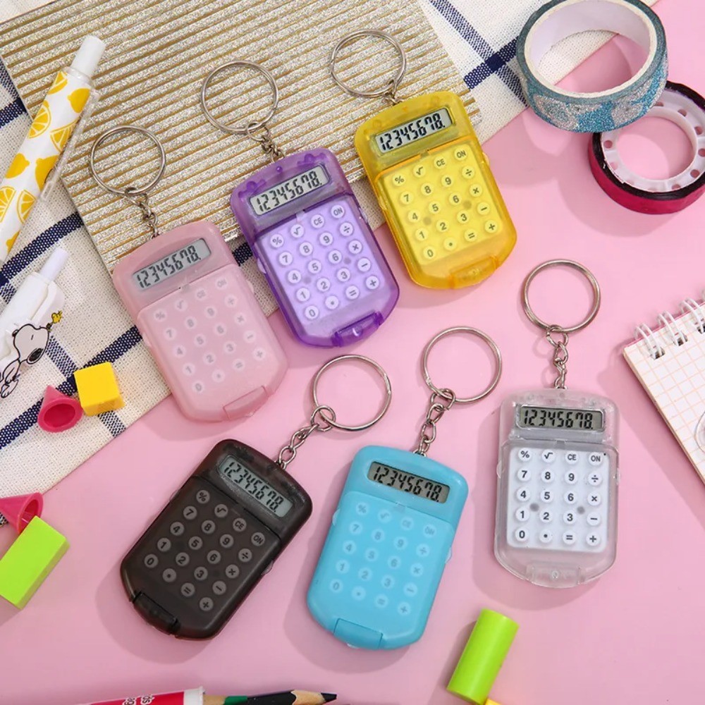 

Auxiliary Essential Mini Calculator Bag Charm Keychain Simple Style Calculator Creative for Office