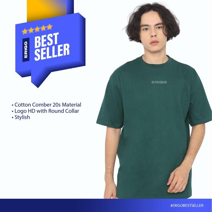 NEW Erigo T-Shirt Oversize Nobert Green - Kaos Oversize Hijau Pria & Wanita