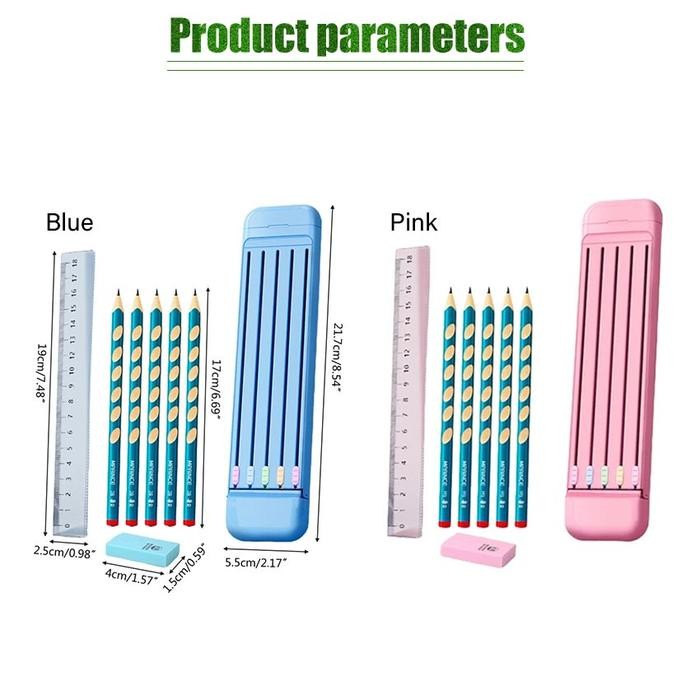 

ASLI Kotak Pensil Lengkap 8 in 1 - Alat Tulis Sekolah Anak dengan Pensil 2B READY STOCK