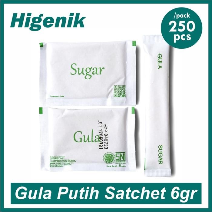 

ASLI Gula Putih Sachet 6 Gram / White Sugar / Gula Saset Hotel / Sachet Kotak Stick Isi 250 Pcs