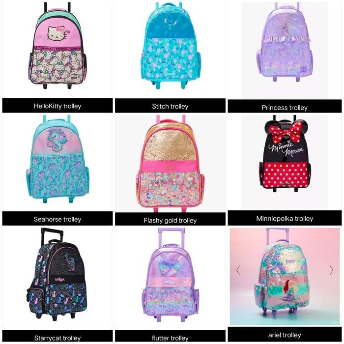 TAS SMIGGLE BACKPACK TROLLEY MINNIE, PRINCESS, ARIEL, FLASHY/TAS KOPER
