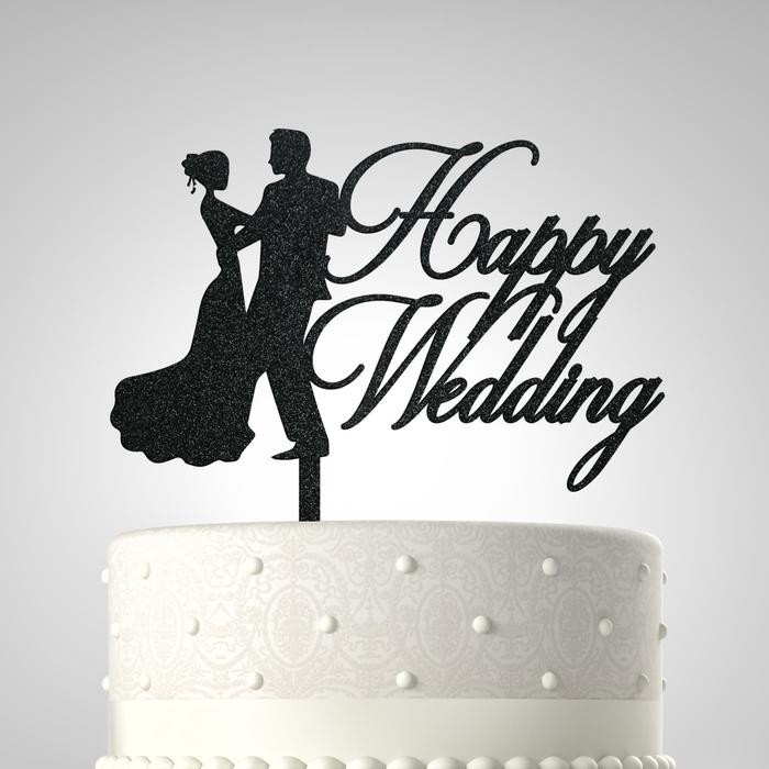 Happy Wedding Acrylic Cake Topper
