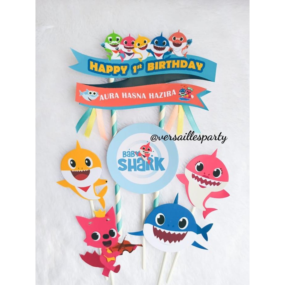 Cake Topper Baby Shark/Hiasan kue Baby Shark/Cake Topper Custom