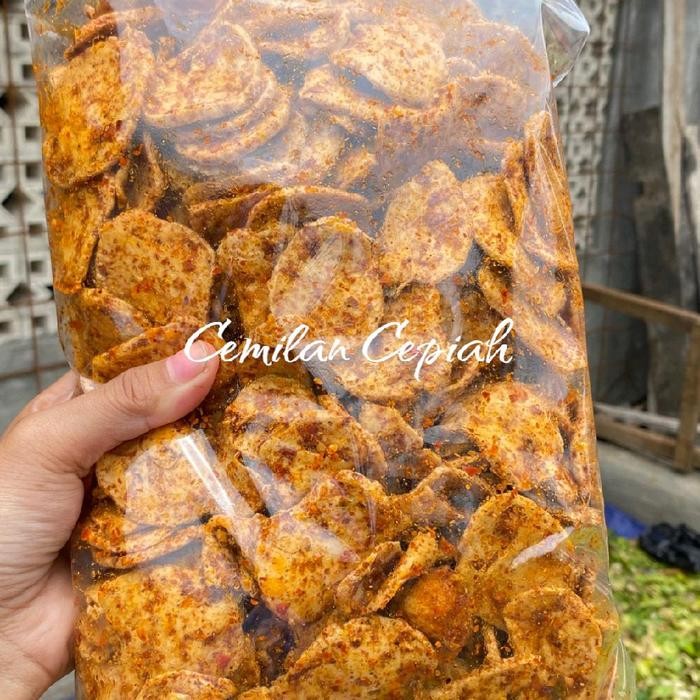 

Keripik basreng bulat pedas daun jeruk Cemilan Kering Snacks 1kg