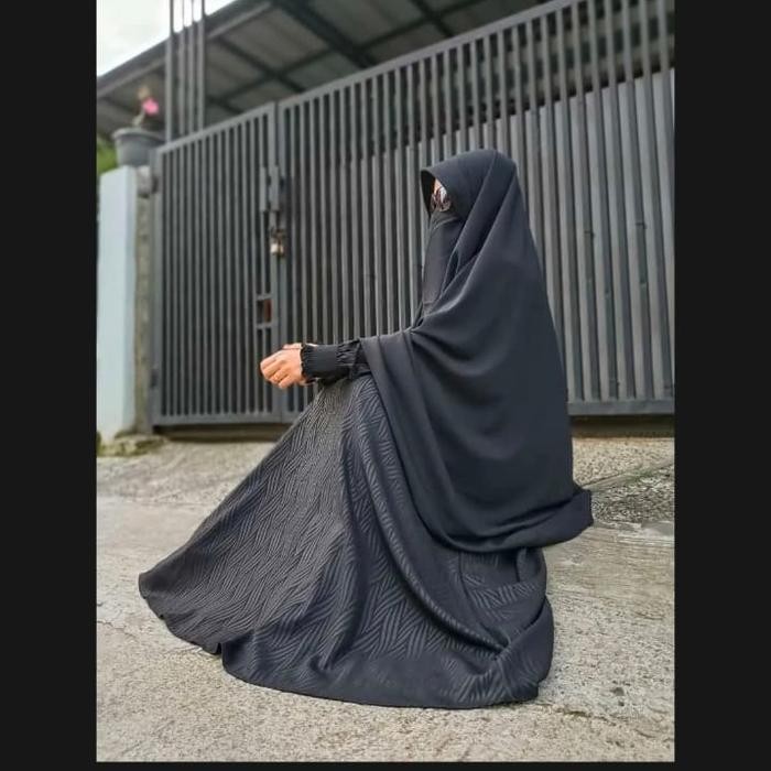 (Allthebest) Gamis syari wolfis wollpeach silky embos set khimar cadar murah
