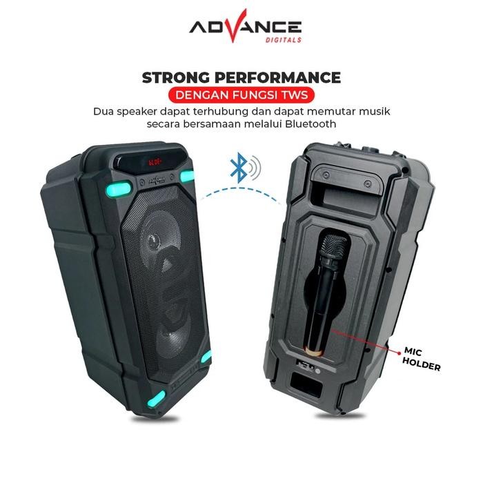Advance K6D Speaker Bluetooth Hifi Karaoke Wireless Portable Super Bass Aktif BONUS Mic Wireless