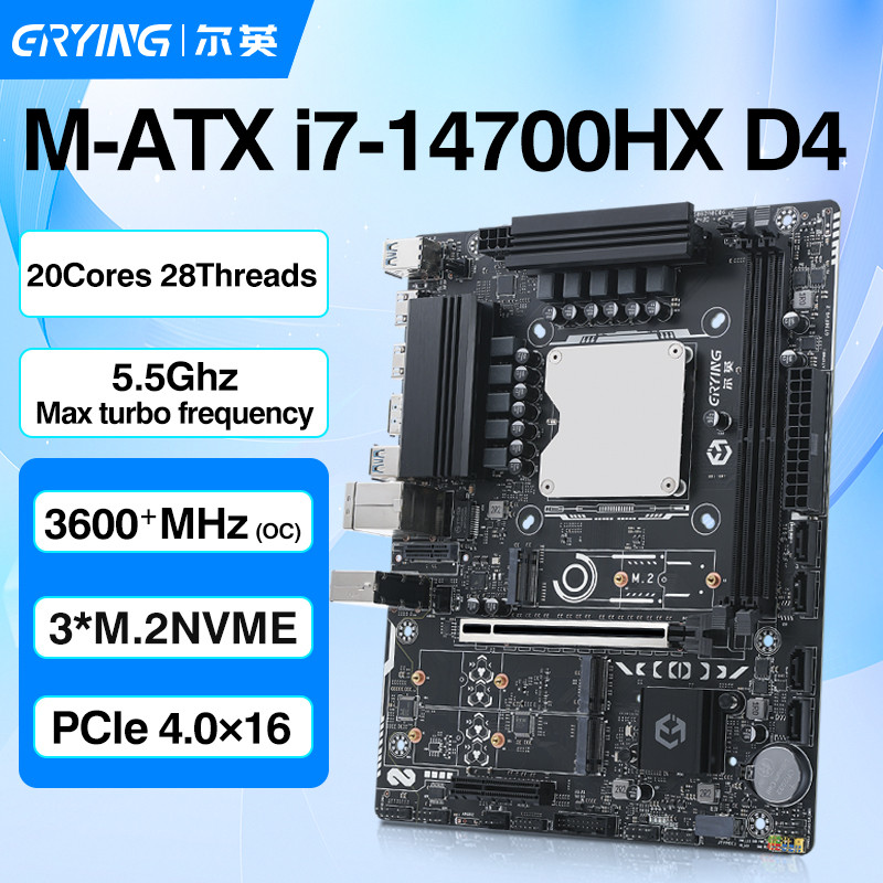 ERYING DIY PC Gamer Motherboard CPU Combo Core Interpose kit i7 14700HX Processador 20C28T Placa Mae