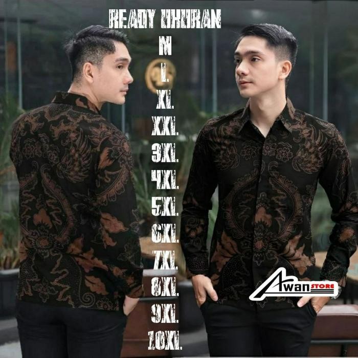 Stok BATIK BIG SIZE M L XL XXL 3XL 4XL 5XL 6XL 7XL 8XL 9XL 10XL BATIK BATIK BATIK HITAM KEMEJA BATIK