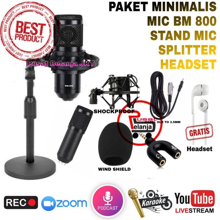PAKET HEMAT MIC BM800 BM 800 CONDENSER RECORDING STAND MIC MINI