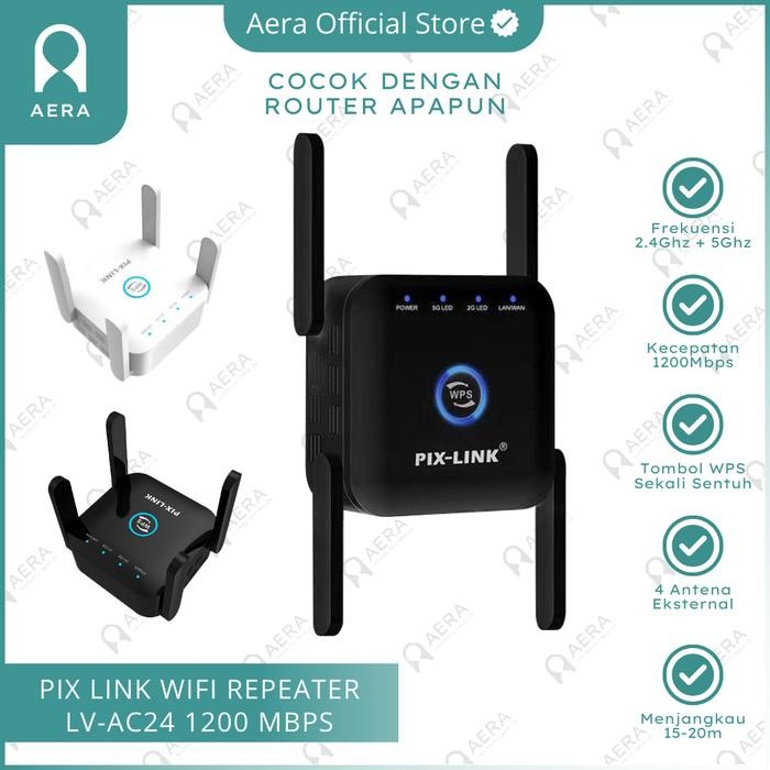 Pix Link Wifi Repeater 1200Mbps 2.4G + 5G LV-AC24 Repeater Wifi 5G