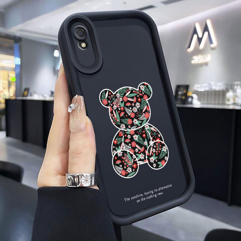 Casing Hp Xiaomi Redmi 9A Redmi 9i Redmi 9T Redmi 9 Power Case Kasing Beruang bunga Perlindungan Kes