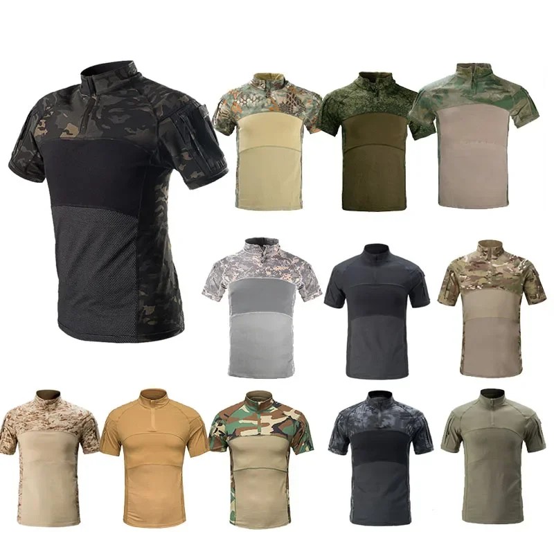 Tactical T Shirt Short Sleeve Airsoft Combat Uniform BDU Shirts Men Outdoor Sports Training Hiking
