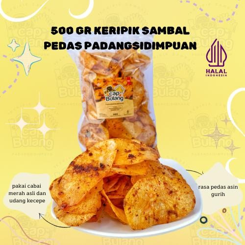 

Sedia Keripik Sambal Pedas Khas Padangmpuan Kemasan 1/2KG