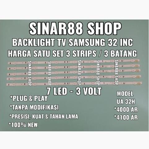 Terlaris BACKLIGHT LED TV SAMSUNG 32 INC UA 32H4000 32H4100 AR LAMPU BL 7K 3V SALE