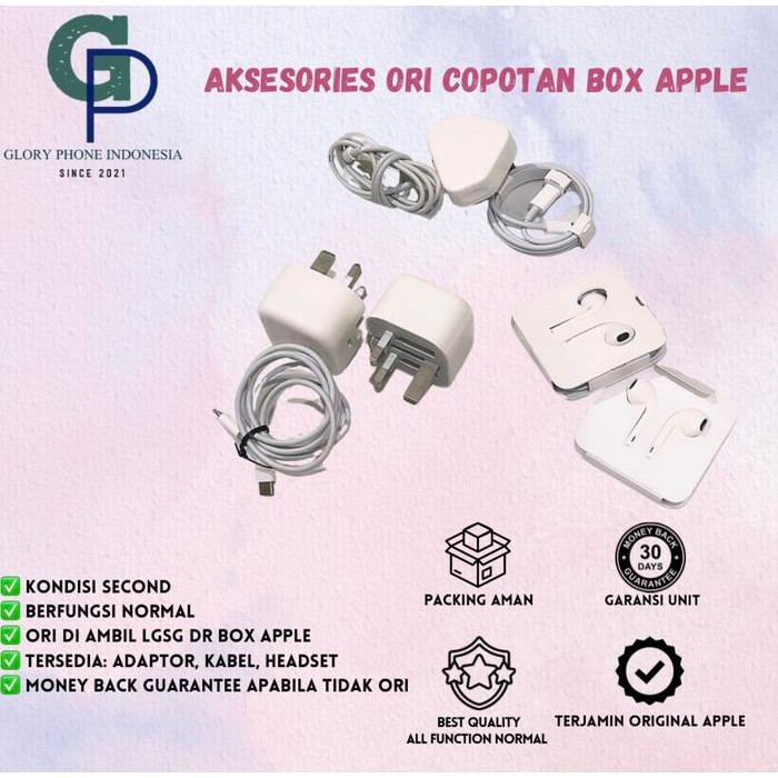 Headset Fast Charging Charger Ori Iphone Copotan Box Apple Kode 376
