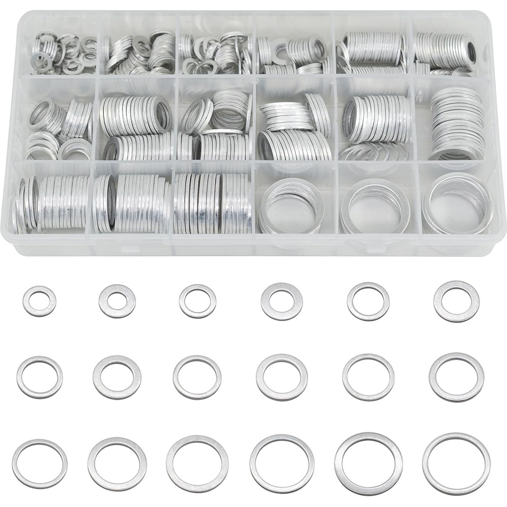 IMPORT 540PCS Aluminum Drain Plug Gaskets,Automotive Engine Oil pan Drain Plug,Auto Metric Oil Drain