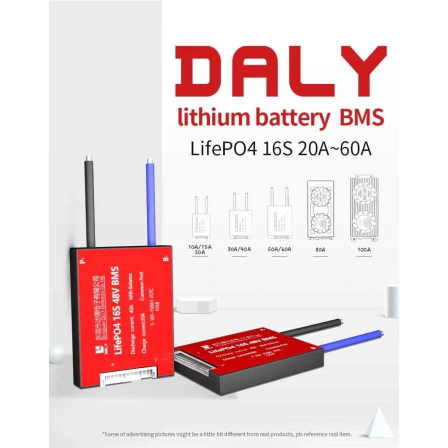 (Allthebest) LIFEPO4 BMS 16S 48V 51.2V 40A 60A 80A 100A DALY CELL 32700 PRISMATIC