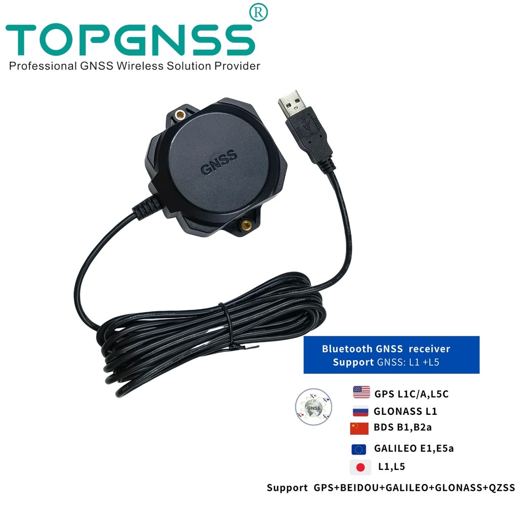 FAVORIT   high-precision RTK centimeter-level TOP609BT L1 L5 USB GPS receiver, GNSS receiver, built-