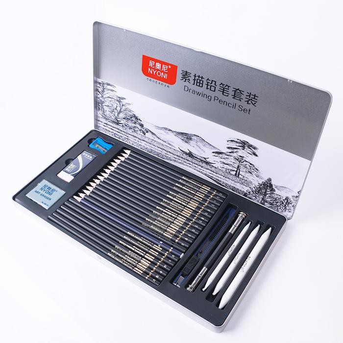 

Set Pensil Pencil Pena Sketsa Alat Gambar Lukis Profesional 29PCS