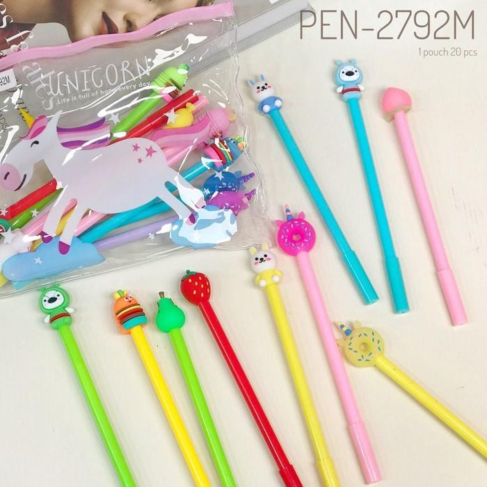 

12PCS PULPEN KARAKTER CAMPUR FREE POUCH LUCU / PULPEN ALAT TULIS MG61