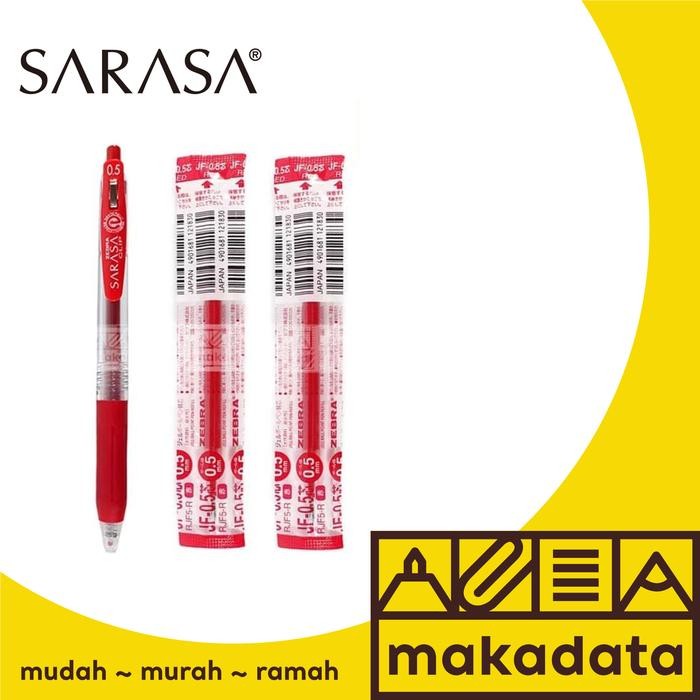 

SET BALLPOINT BOLPEN PULPEN ZEBRA SARASA 0.5 & 2 REFILL RED MURAH