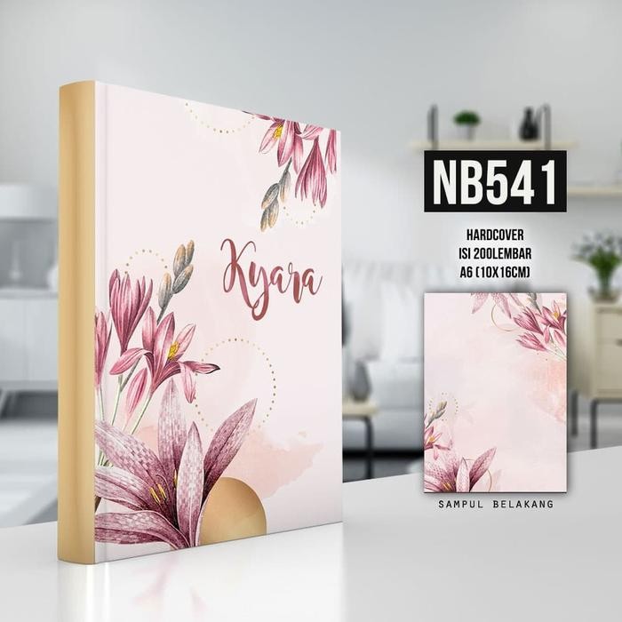 

NB-541 Notebook Custom Pink Flower Bouquet With Gold Dust