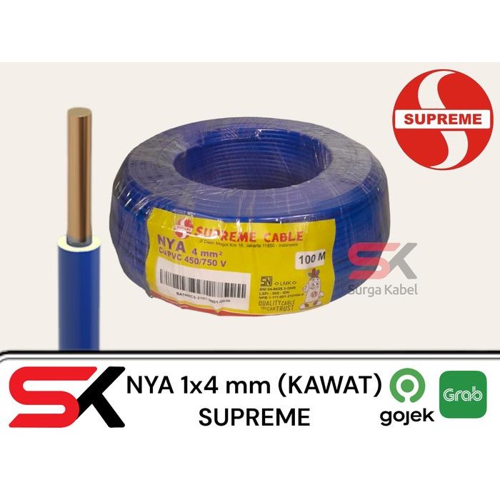 NYA 1X4MM SUPREME/ KABEL GROUNDING 1 X 4 MM/ KABEL NYA/ TUNGGAL 4MM TERMURAH