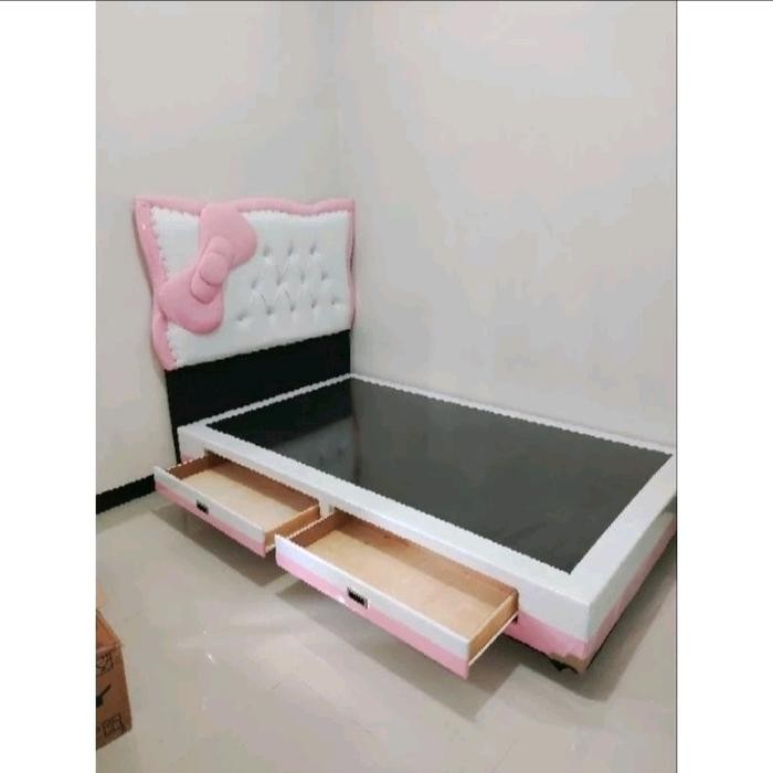 Tempat Tidur Divan Karakter Anak Hello Kitty Tanpa Kasur Modern Terakit