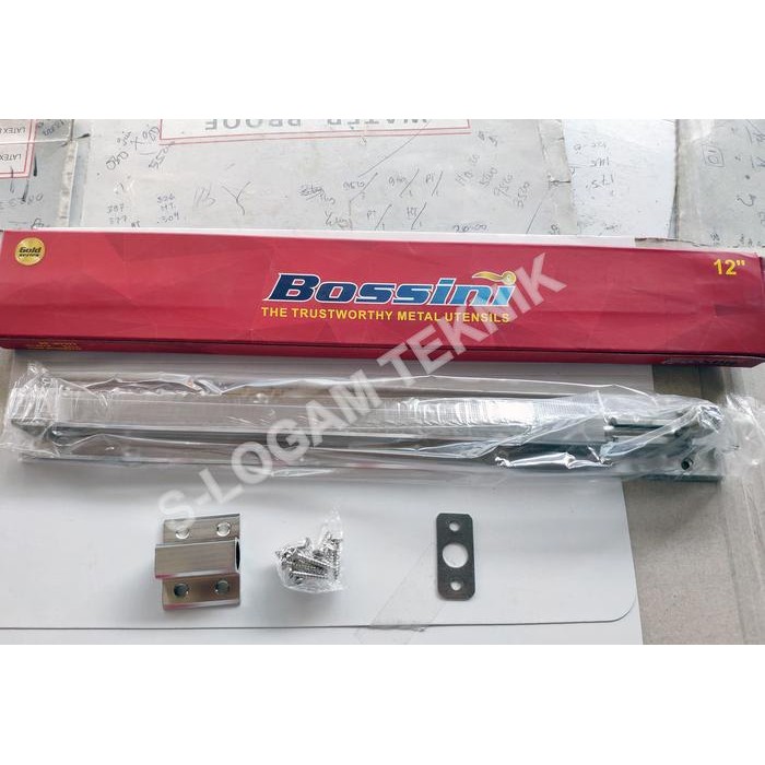 MURAH Grendel Aluminium 12" BOSSINI SN CP Slot Pintu Jendela Putih Kotak