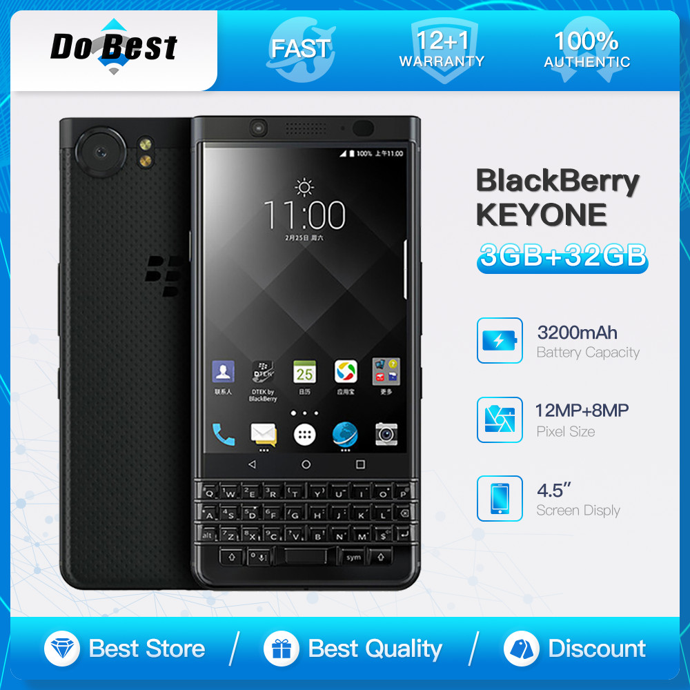 Original BlackBerry KeyOne 4G LTE Mobile Phone 4.5'' 3GB+32GB 4GB+64GB 12MP+8MP QWERTY Keyboard Octa