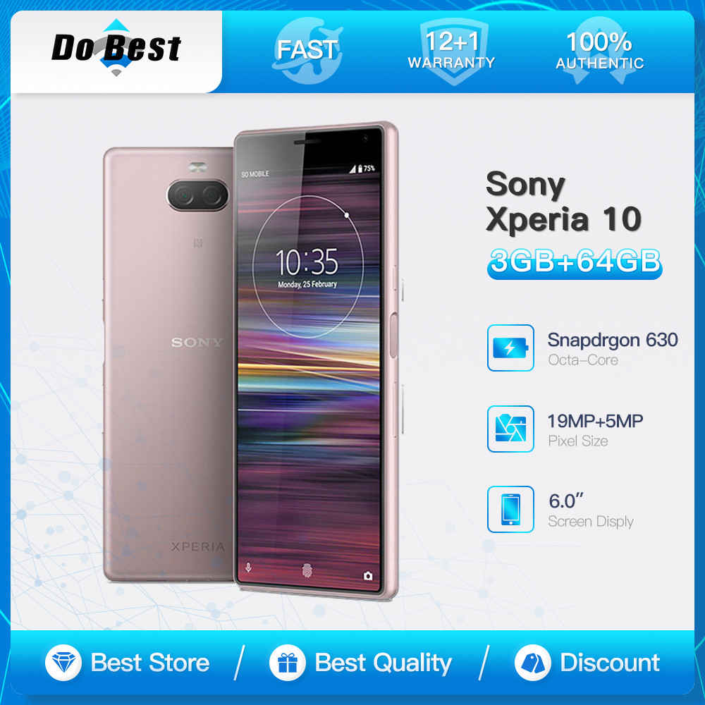 Sony Xperia 10 4G LTE Mobile Phone I3113 I4113 NFC 6.0'' IPS LCD 3GB RAM 64GB ROM Snapdragon 630 Oct