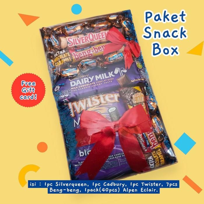 

snack box gift merah / paket aneka snack