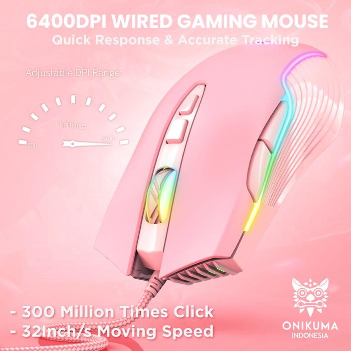 (Expert) ONIKUMA G25 + CW905 Pink Gaming Keyboard Mouse Set