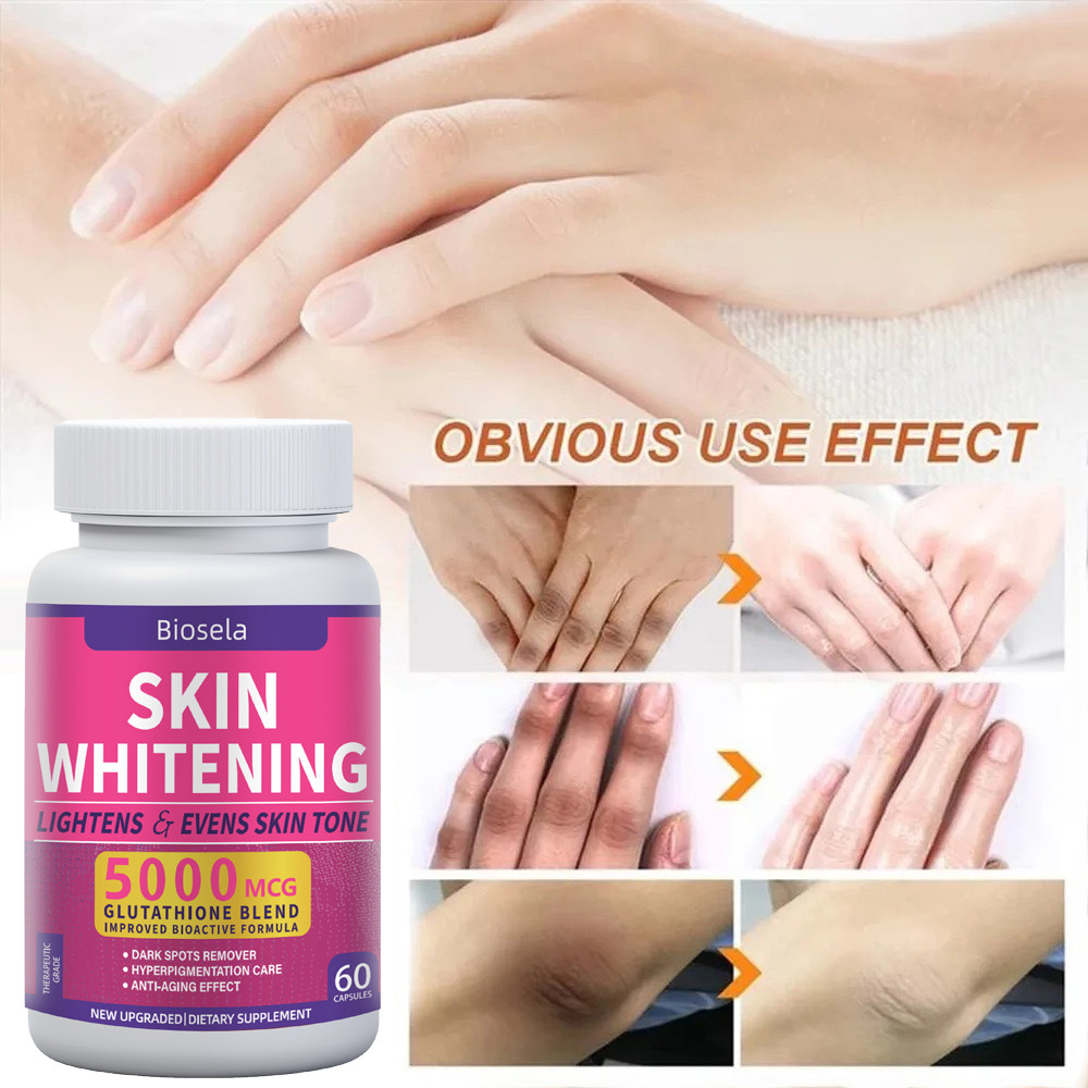 IMPORT 2025 Upgraded Biosela Glutathione Whitening Supplement 5000MCG Whitening Pills for Dark