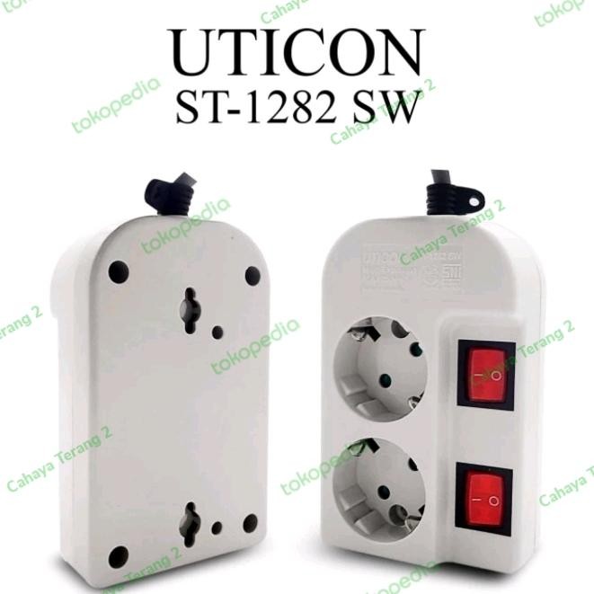 STOP KONTAK UTICON 2 LUBANG + SAKLAR TERSENDIRI + KABEL UTICON ST-1282 SW