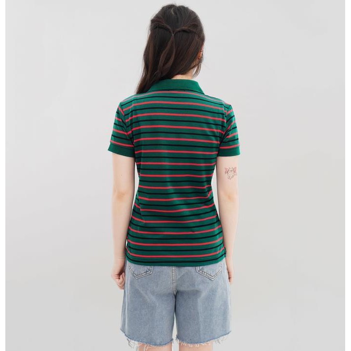 (Expert) MATSUDA Kaos Polo Shirt Wanita Kerah Mizuki Stripe Baju Pendek Atasan Top