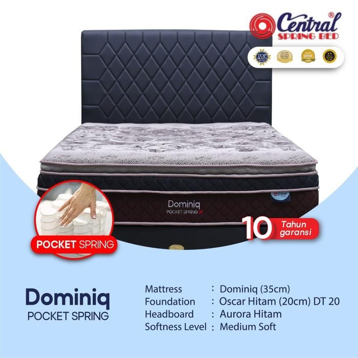 Central Spring Bed Doniq Pocket Plush Top Pillow Top Uk 180X200 Full Set Divan Kasur Matras 35Cm