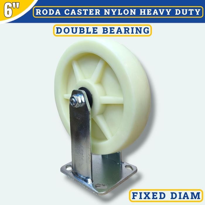 Roda Nylon Putih Gerobak Troli 4 inch 5inch 6inch 8inch Heavy Duty Putar Rem/Putar/Diam Fixed 1 PCS