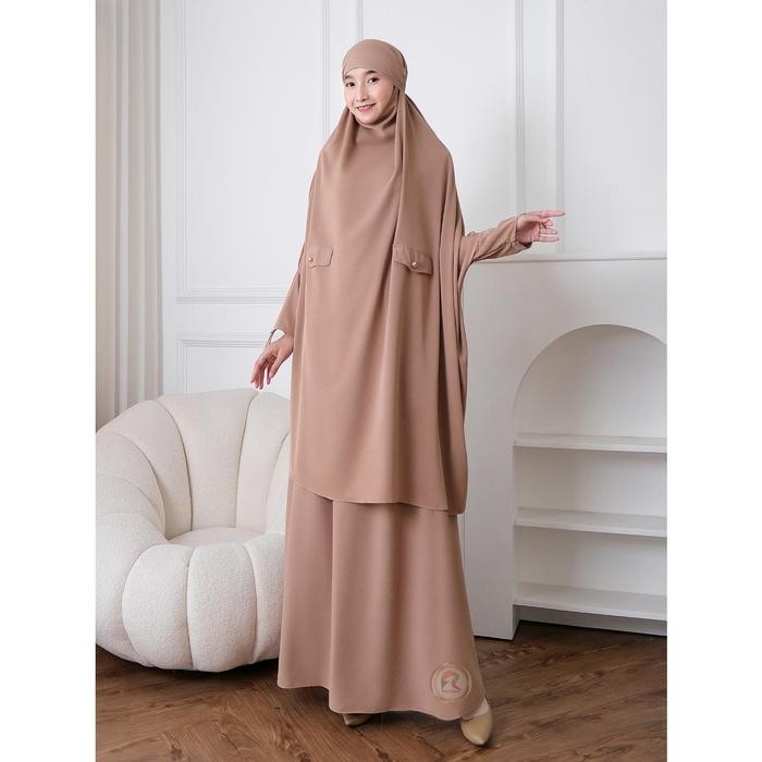 Raisma - Baju Umroh Haji Syari One Set Tangan Kait Zuharia Warna Hitam Coksu Biru Muda Navy