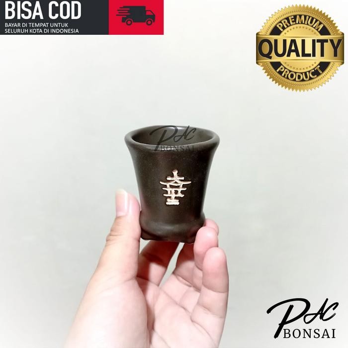 Pot Keramik Bonsai Air Terjun Cascade Murah Elegant Model Bulat