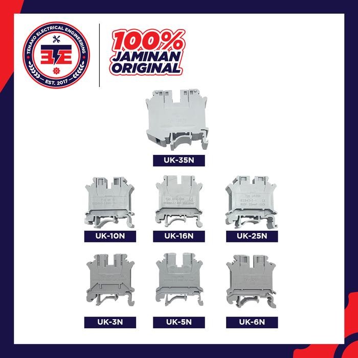 Terminal Block Din Rail 800V UK3N UK5N UK6N UK10N UK16N UK25N UK35N Per 1 Dus UK-3N UK-5N UK-6N