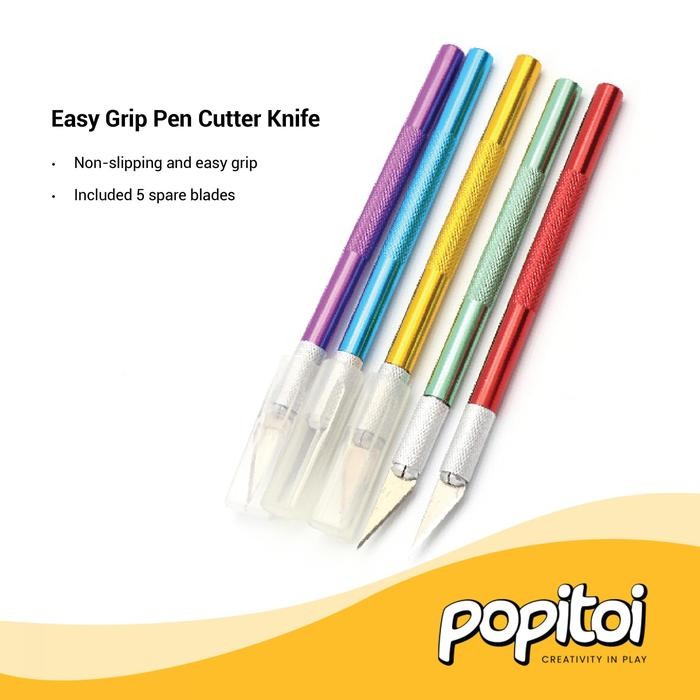 

AT Easy Grip Cutting Hobby Craft Art Knife (w/ 12 Blades) Pen Cutter