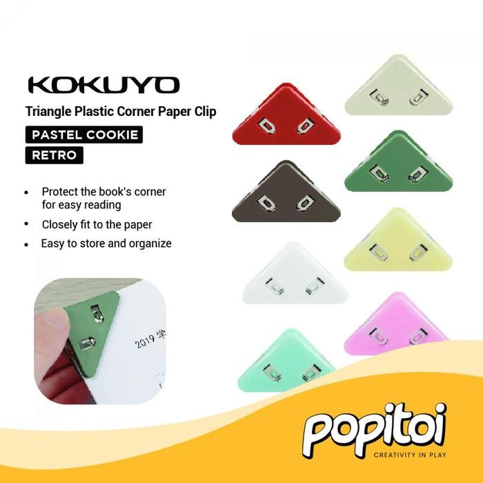 

AT Kokuyo Triangle Plastic Corner Paper Clip Klip Plastic Plastik Segitiga (Pack of 4)