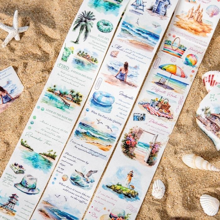 

AT 1 Roll Washi Tape HFCG Hawaii Series Tema Liburan Vacation Estetik Watercolor Stiker Sticker