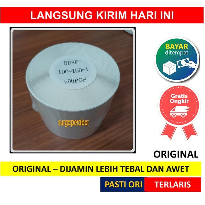 

AT Kertas Sticker Thermal BESAR Label Barcode Roll Rol 500 pcs pc 500pc 500pcs 100x150 10x15 cm