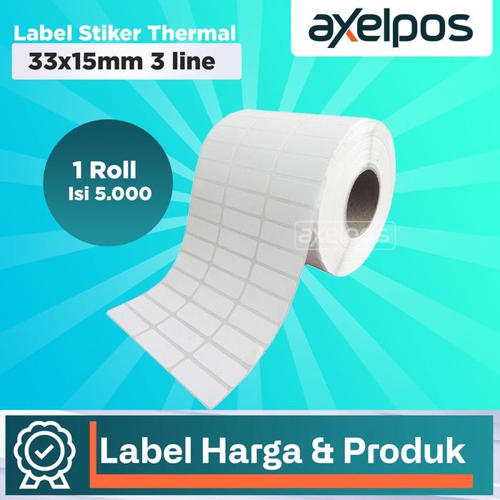 

AT Label Stiker Thermal 33x15mm 3 line Isi 5000 Lembar