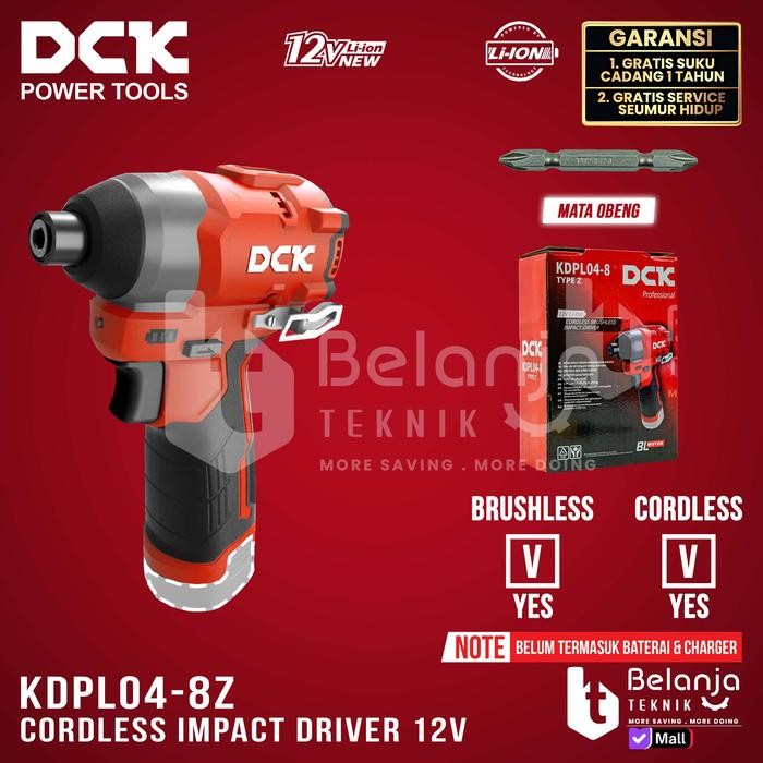 DCK Brushless Impact Driver Cordless 12V KDPL04-8Z Bor Obeng Unit Only