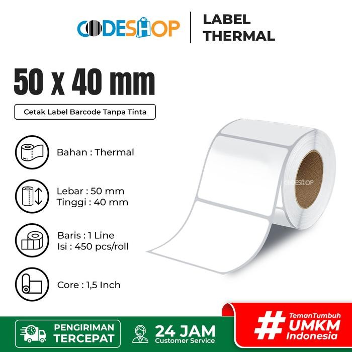 

AT Codeshop Label Thermal 50 x 40 mm 1 Line isi 450 pcs Core 2 inch