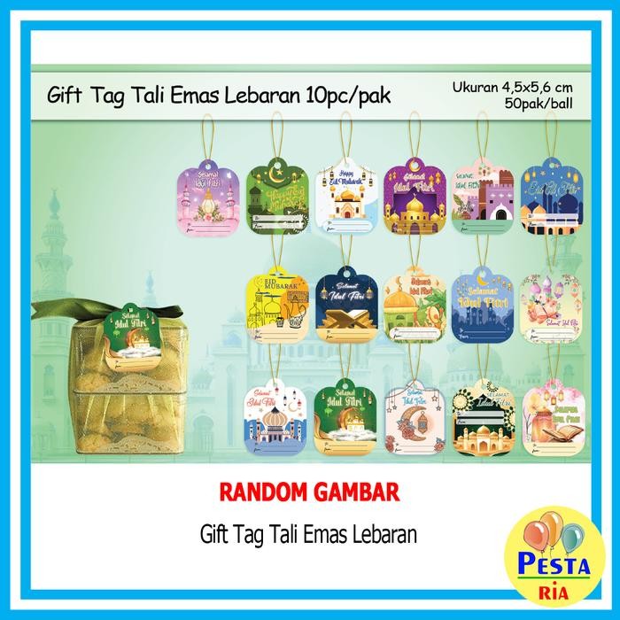 

AT Murah!! (5Pak isi 50Pcs) Gift Tag Tali emas Lebaran, hang tag lebaran, hang tag idul fitri, kartu